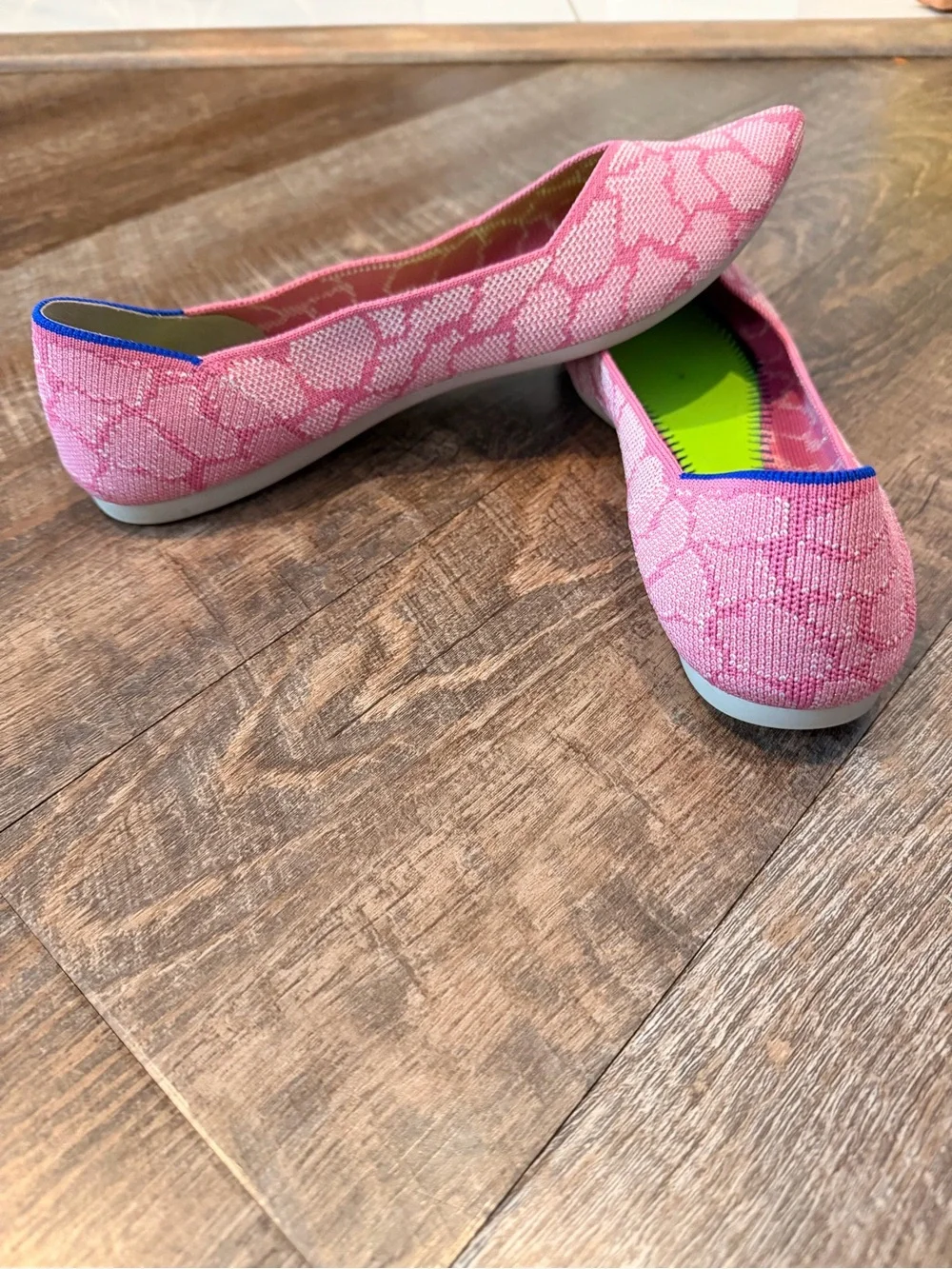 Rothy’s The Point Flats Women’s Size 10 Pink Patterned Knit Washable Pointed Toe - Picture 5 of 9